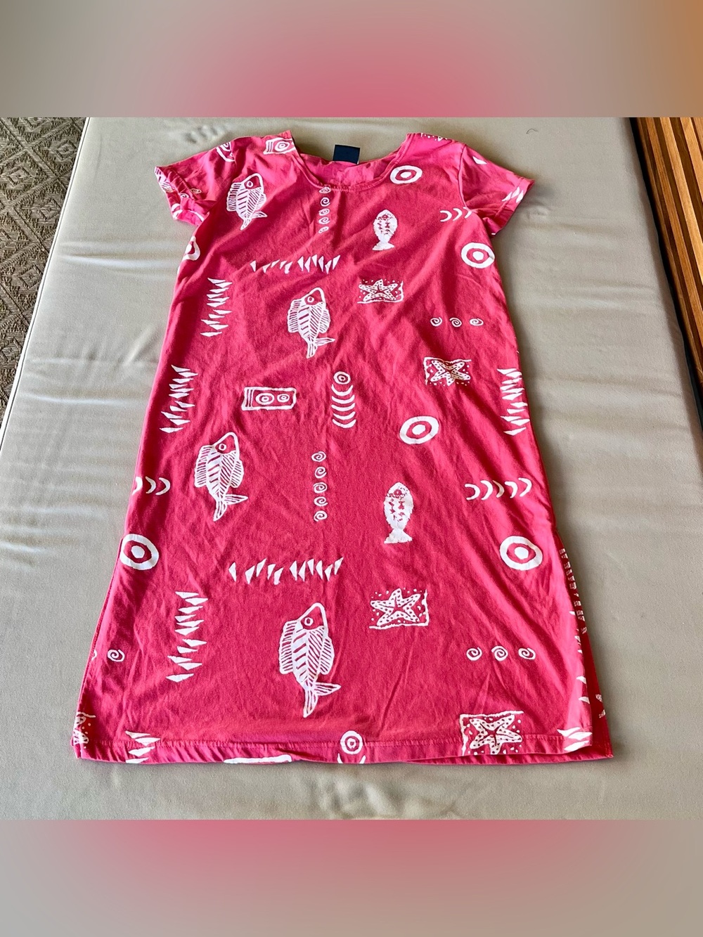 Vintage Exist Sports Line T-Shirt Coral/Pink Dress 90s Fish Starfish | Size L